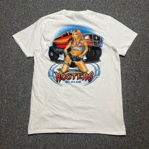 Delta Hooters One Bad Ride Graphic T Shirt Medium White Truck Girl Tee